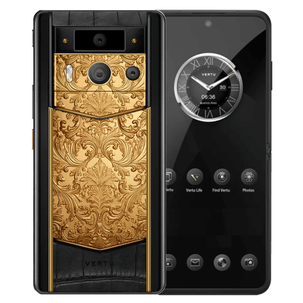 METAVERTU 2 MAX Generation Custom Golden Carved Floral Decoration with Alligator Black 1 Metavertu 2 Max Generation Custom Golden Carved Floral Decoration With Alligator Black