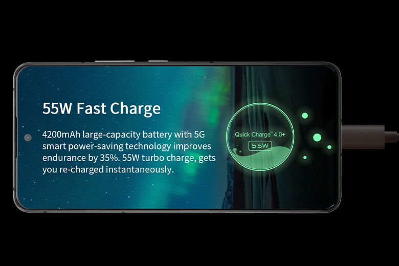Kết hợp với viên pin 4500mAh và sạc nhanh Turbo 55W công nghệ Quick Charge 4.0