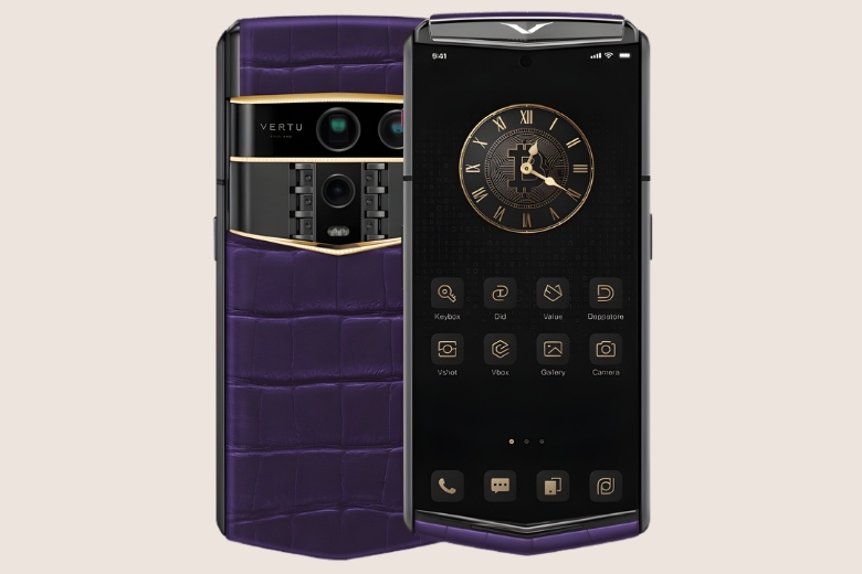 Vertu Agent Q Alligator Tri Gold Diamond Collector’s Edition Grape Purple 1TB thiết kế thủ công