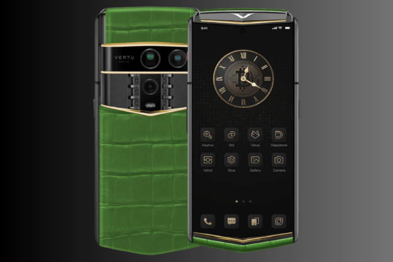 Vertu Agent Q Black Premium Set Quint Gold Accent Bamboo Green Alli 1tb