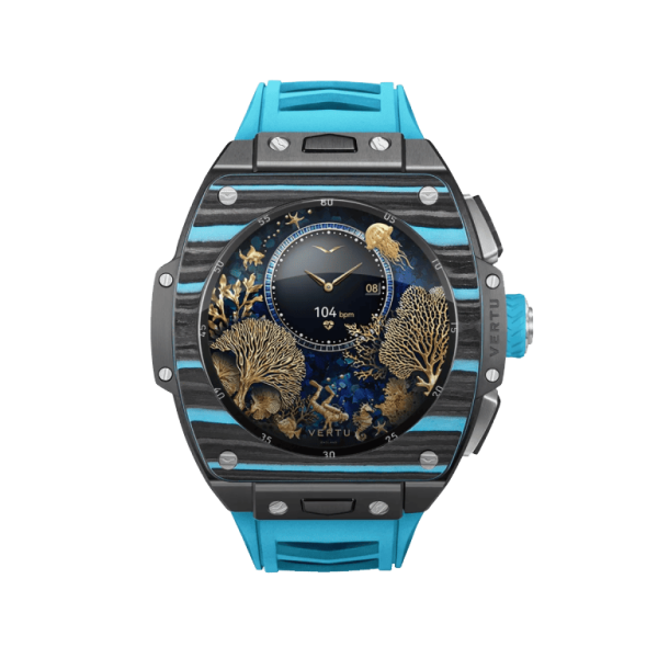 Vertu Watch S1 Finished Set Black And Blue Carbon Fiber Light Blue Strap