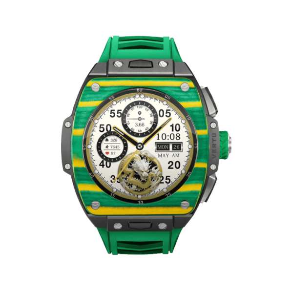 Vertu Watch S1 Finished Set Yellow And Green Carbon Fiber Green Strap 1