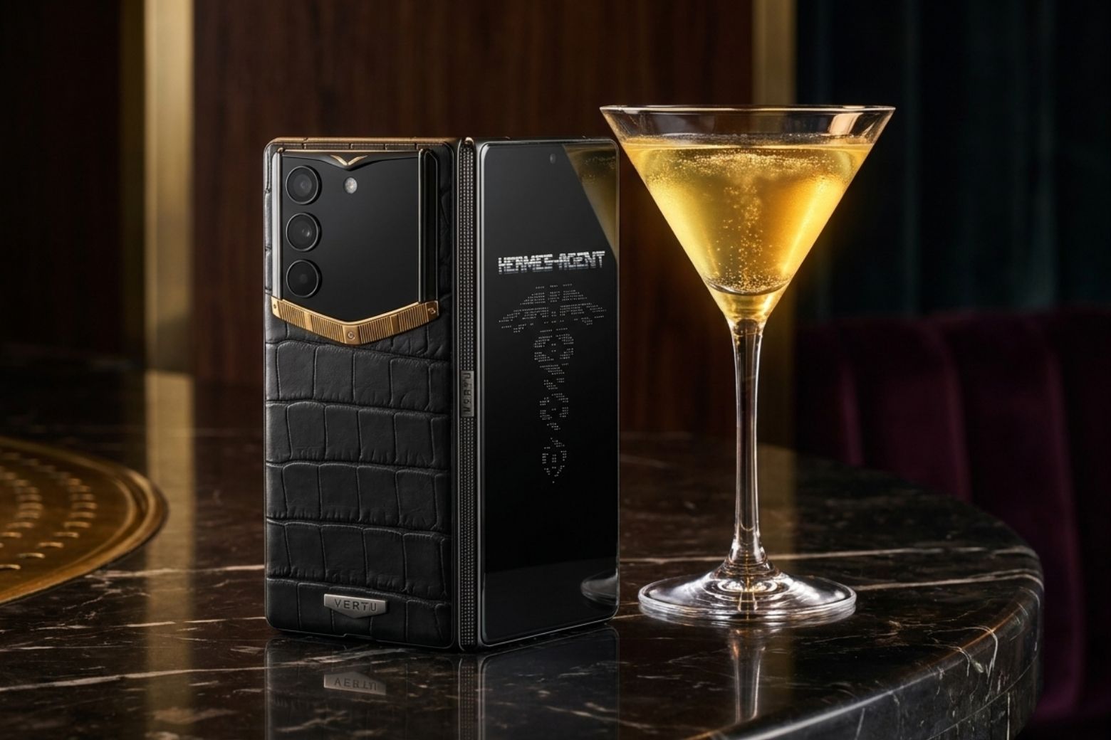 Vertu AlphaFold Black Premium Set Single Gold Accent Iron Black 1TB VN 2