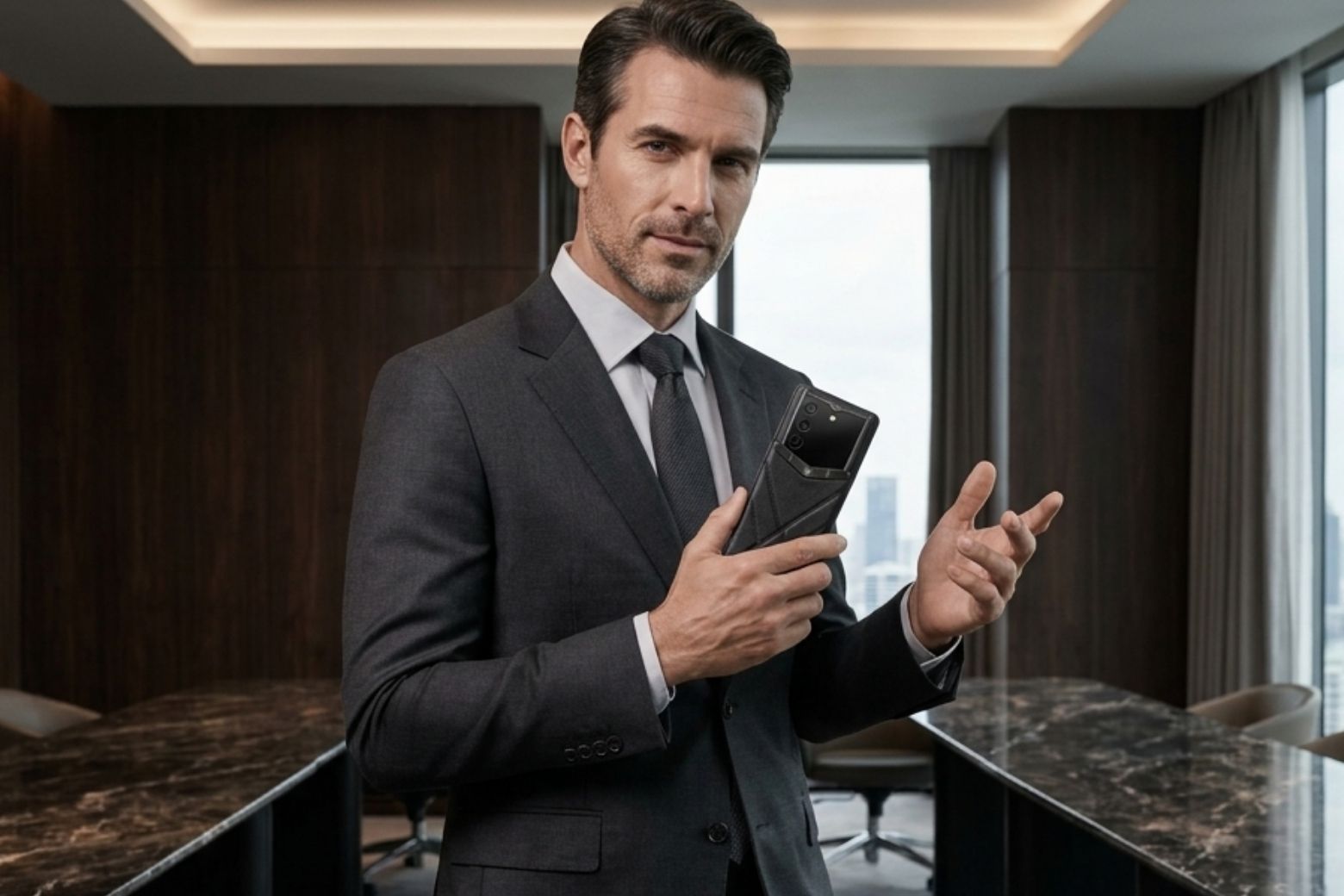Vertu AlphaFold Stitched Calfskin Black No Logo 1TB VN 02