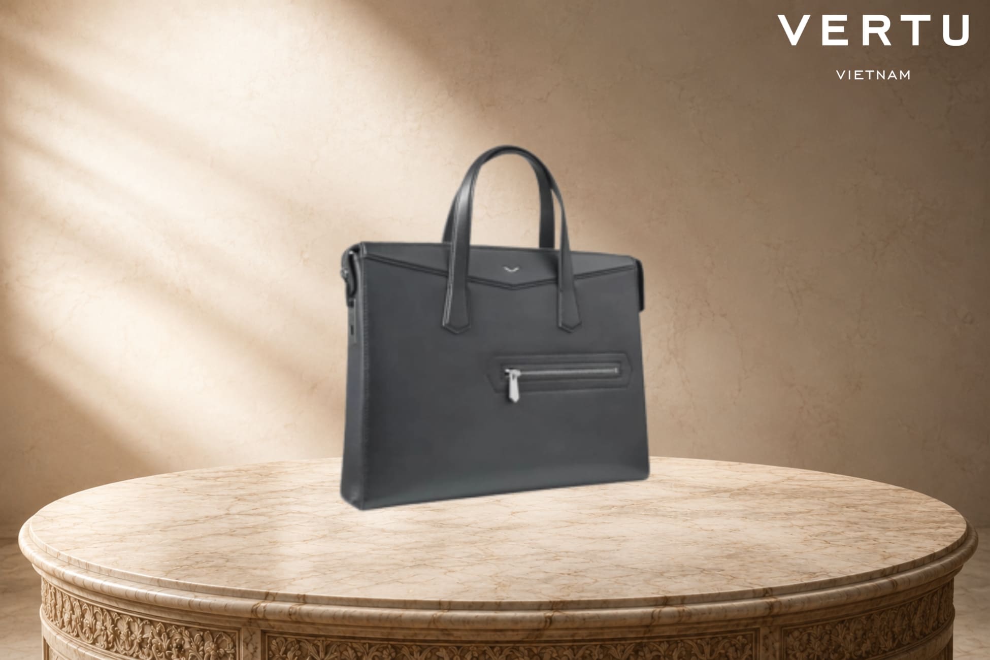 Top 5 phụ kiện thời trang Vertu đẳng cấp định hình phong cách thượng lưu 2026 5 Vertu Black Briefcase Leather Bag For Men