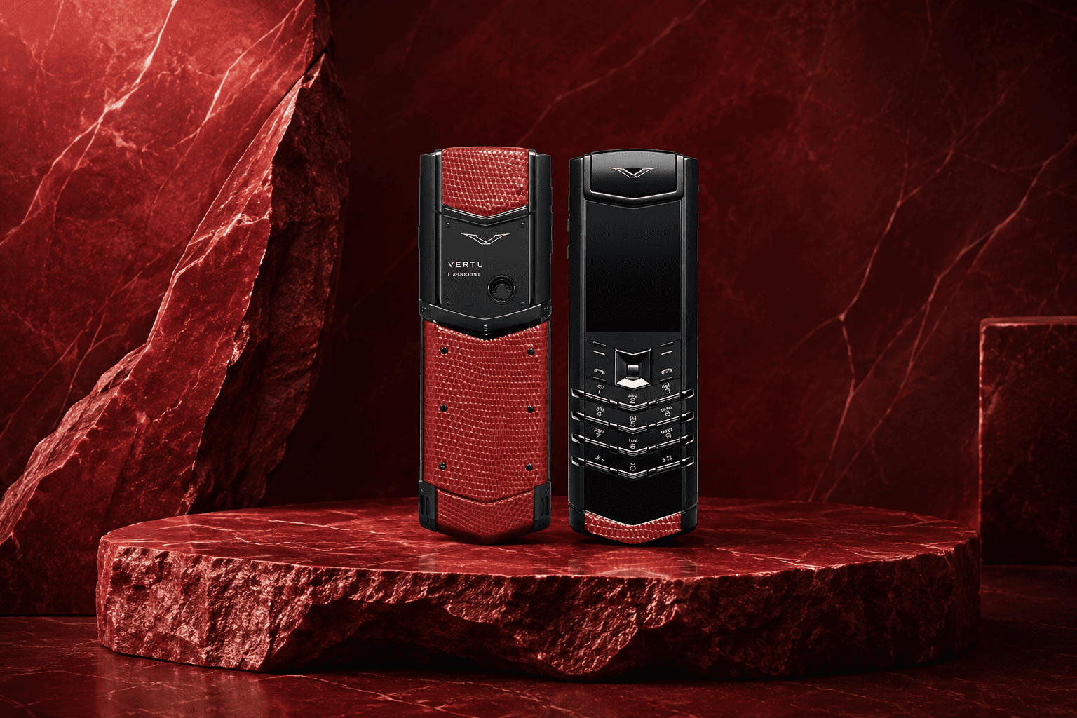 Vertu Signature V Pure Black Lizard Red