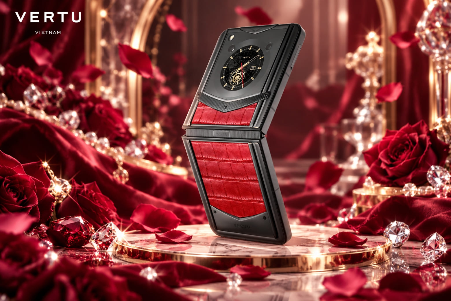 Điện thoại Vertu cao cấp làm quà tặng 20/10: Gợi ý dành cho người phụ nữ đặc biệt 8 Ironflip Flame Red Alli Bes Fee Alligator Skin