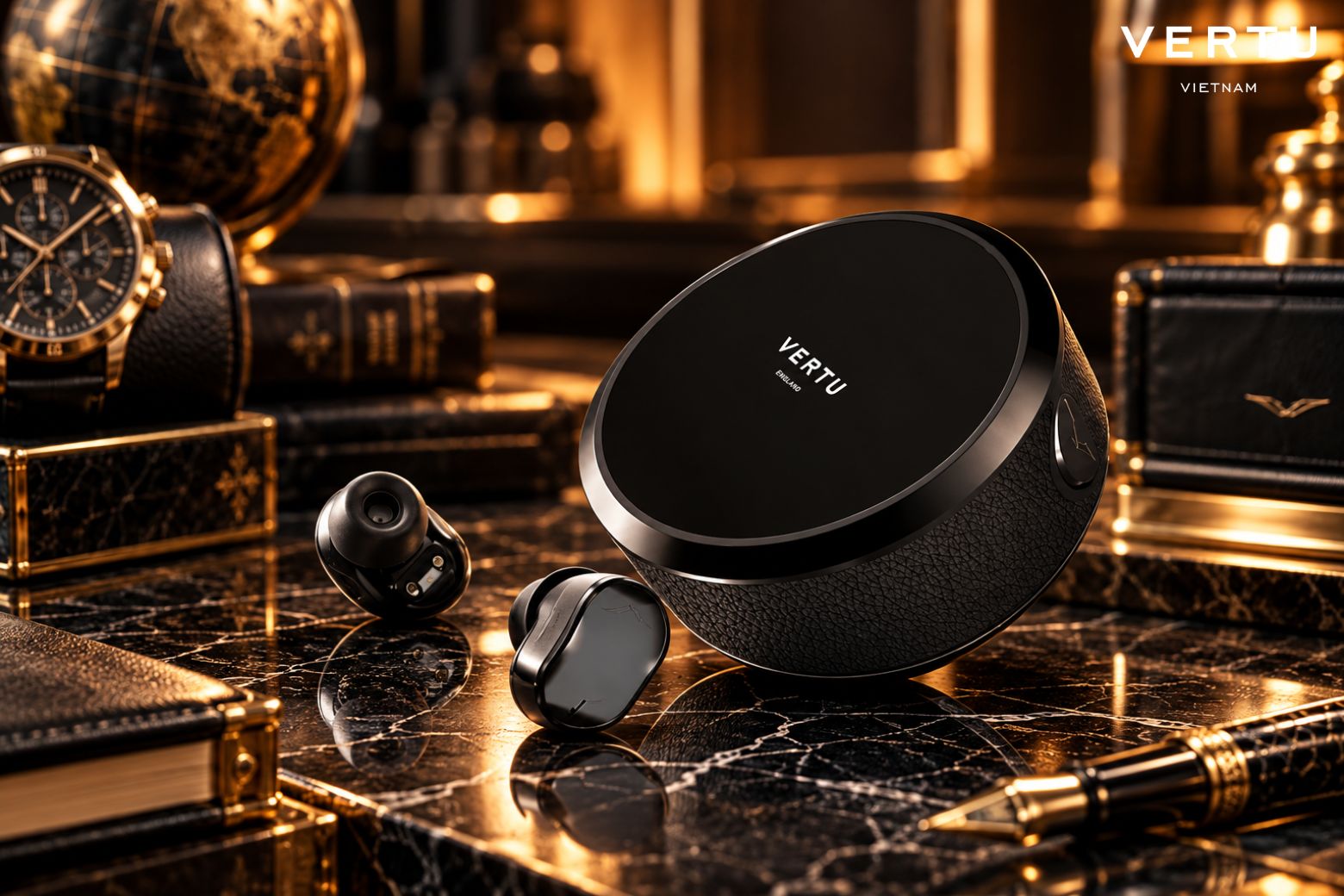 Quà tặng sếp nam cao cấp: Nên chọn gì để thể hiện đẳng cấp và sự tinh tế? 6 Vertu Calf Leather Bluetooth Earbuds