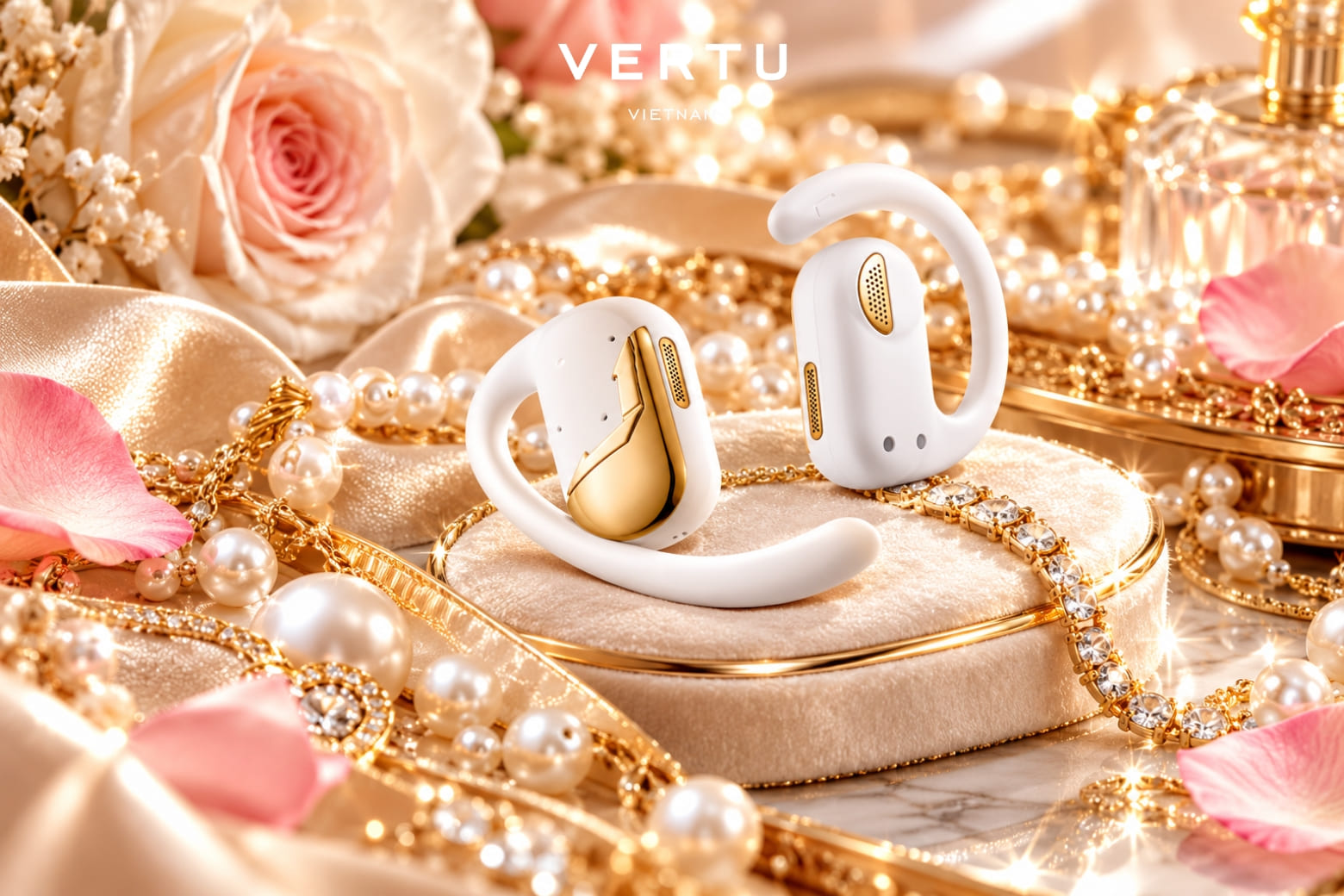 Quà tặng phụ kiện cao cấp cho nữ ngày 20/10: Gợi ý những lựa chọn tinh tế 3 Vertu Crush Series OWS AI Earbuds Standard Edition White