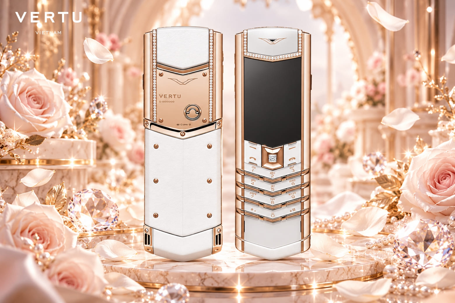 Điện thoại Vertu cao cấp làm quà tặng 20/10: Gợi ý dành cho người phụ nữ đặc biệt 7 Vertu Signature V Diamond White Alligator